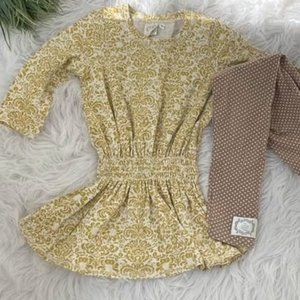 Swanky Baby Vintage Girls Fall Tunic Peplum Top Leggings Set Sz Large